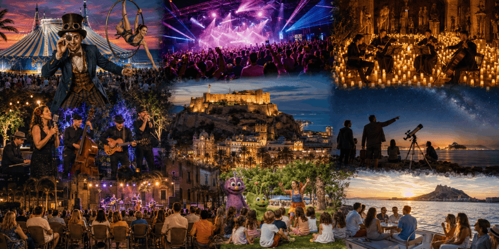 Agenda de Alicante para el fin de semana, 20–23 de agosto de 2026: KURIOS, I Love Reggaeton, blues, Candlelight y castillo